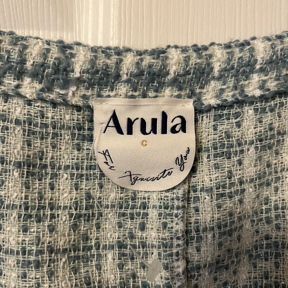 Arula Tweed Skirtall Plus Size Stylish Blue Checkered Pinafore Dress Size 3X - Picture 5 of 6